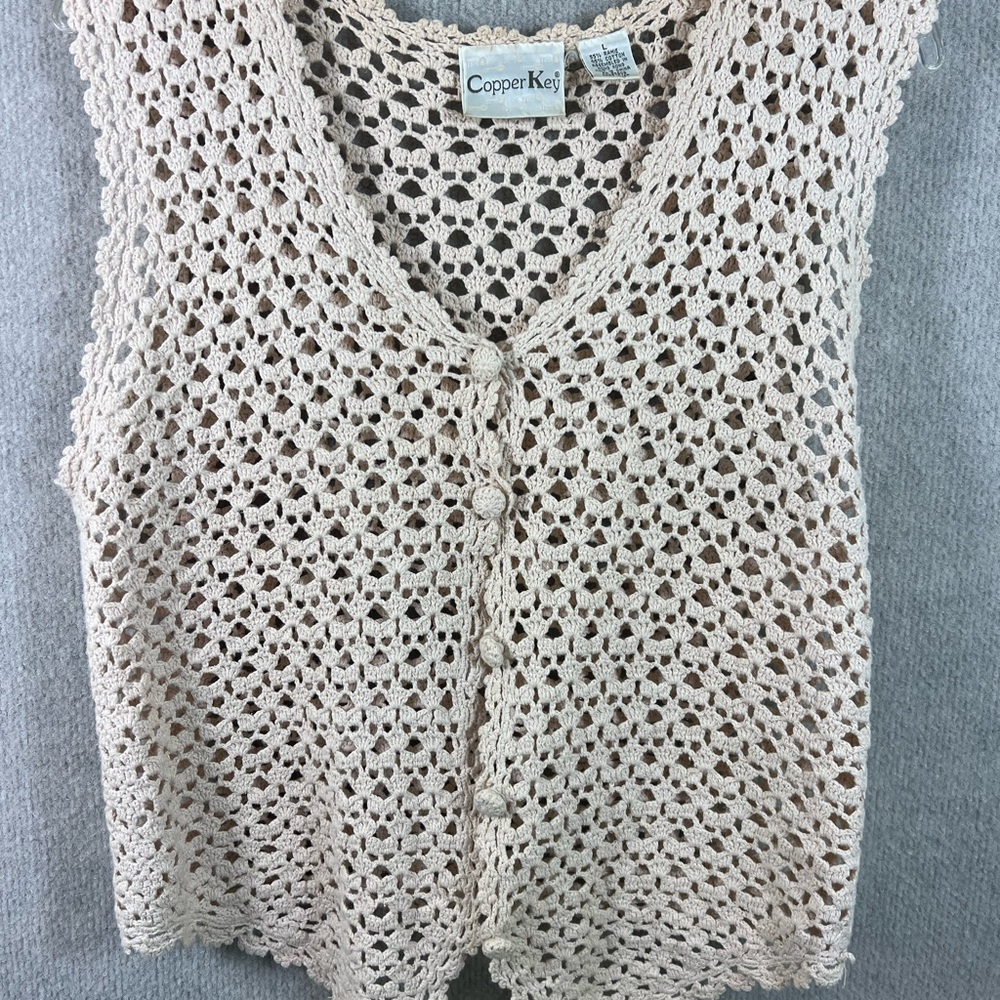 Copper key size large crochet vest